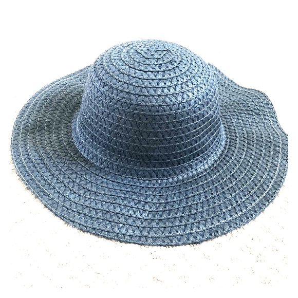 🆕👒 Wide Brim Woven Sun Hat Blue - Picture 1 of 6